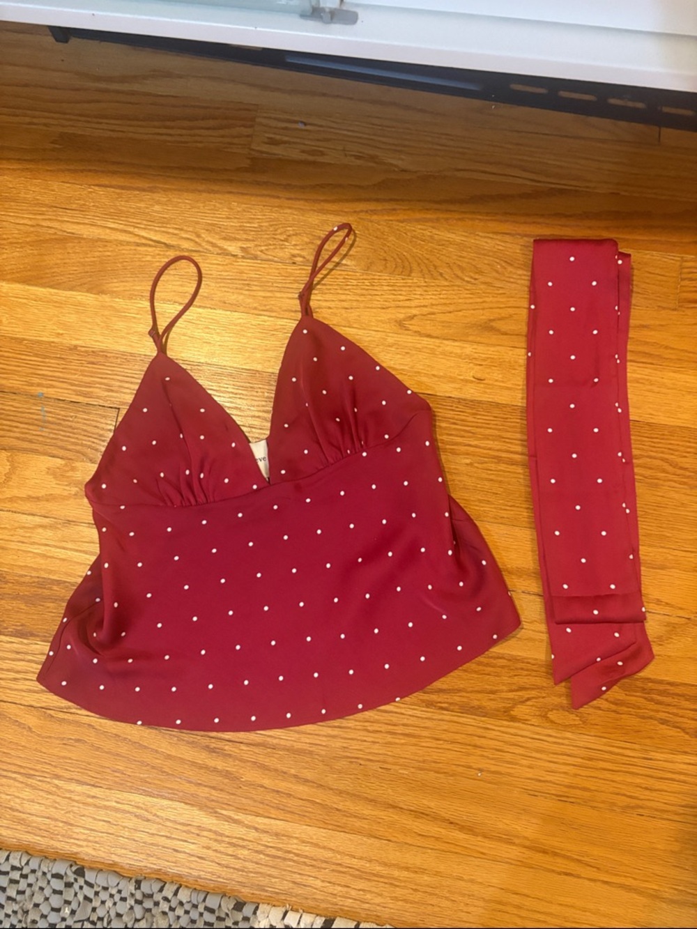 Maeve Red Polka Dot Spaghetti Strap Cami